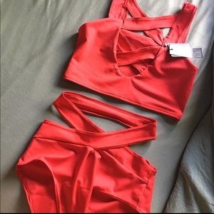 Red strappy bathing suit